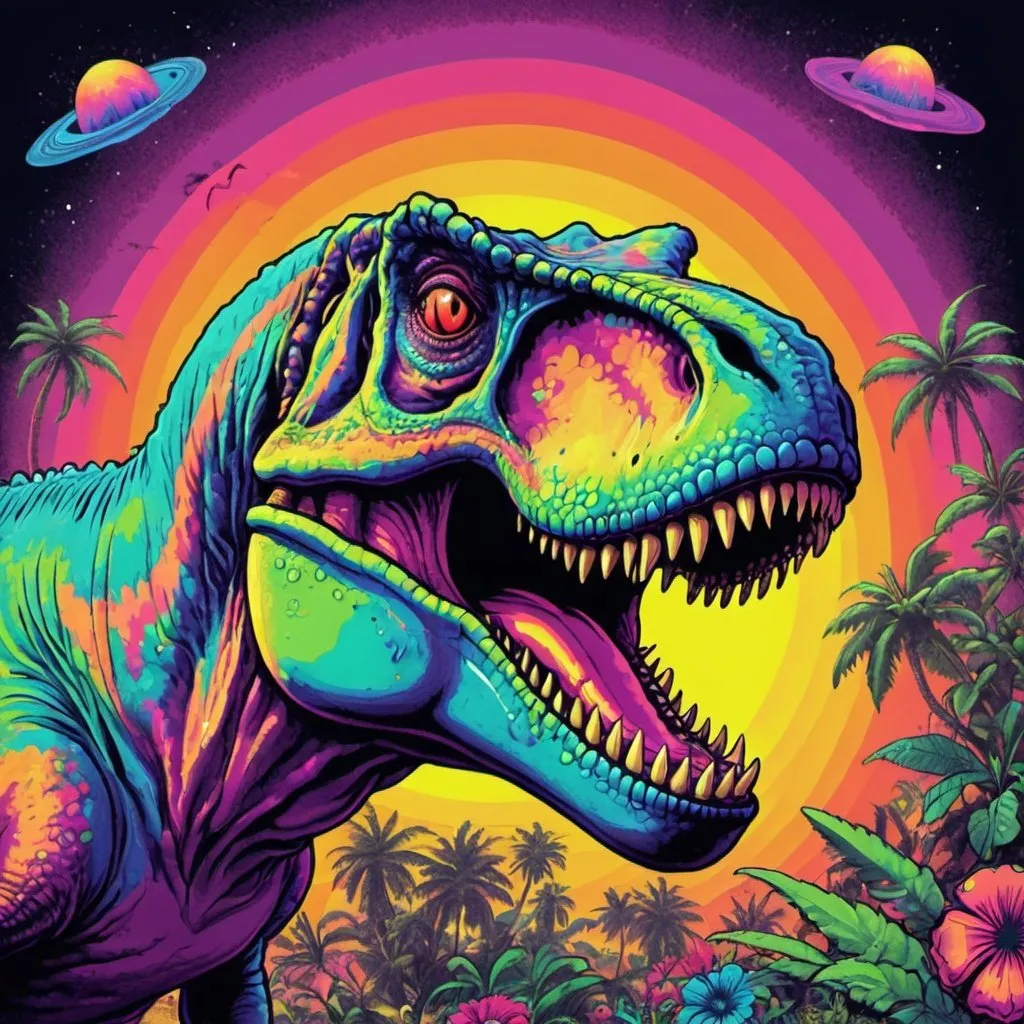 Prompt: psychedelic T-rex