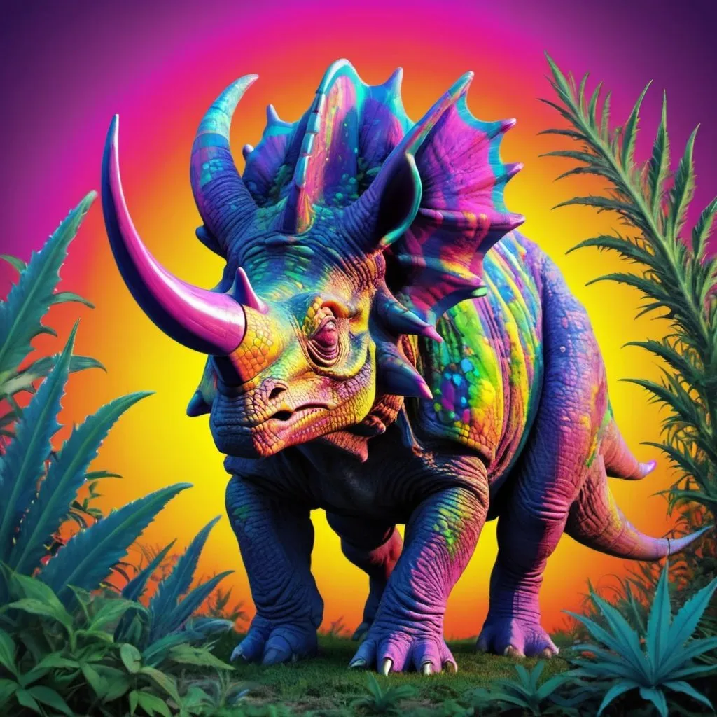 Prompt: psychedelic triceratops