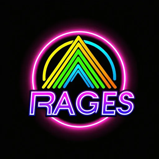 Prompt: The Rages Band logo with rainbow neon