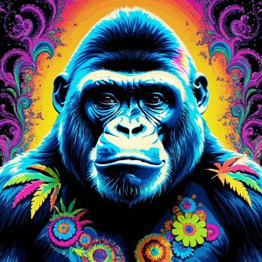 Prompt: psychedelic gorilla