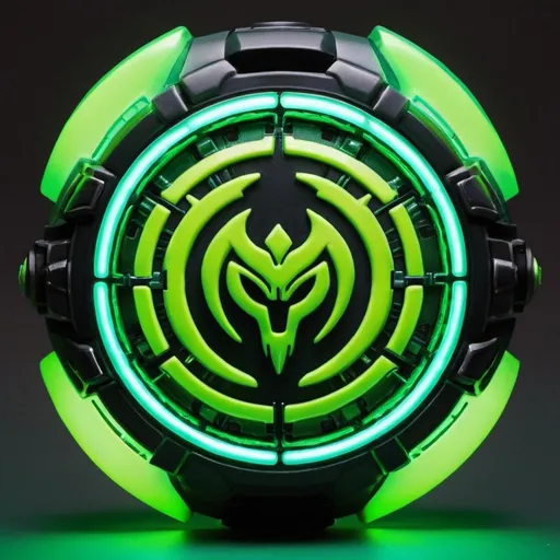 Prompt: omnitrix with neons of the 10 alien heroes of ben 10