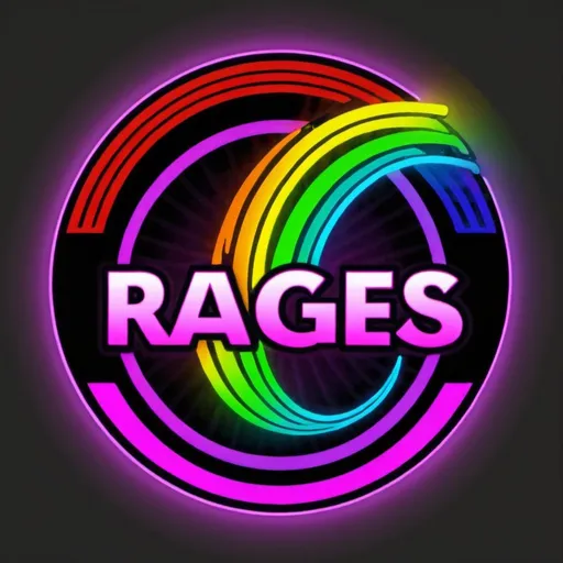 Prompt: The Rages Band logo with rainbow neon