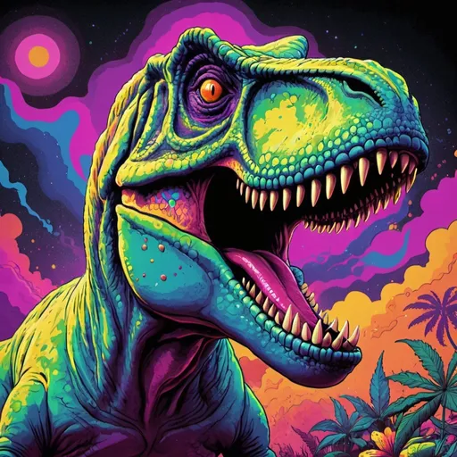 Prompt: psychedelic T-rex