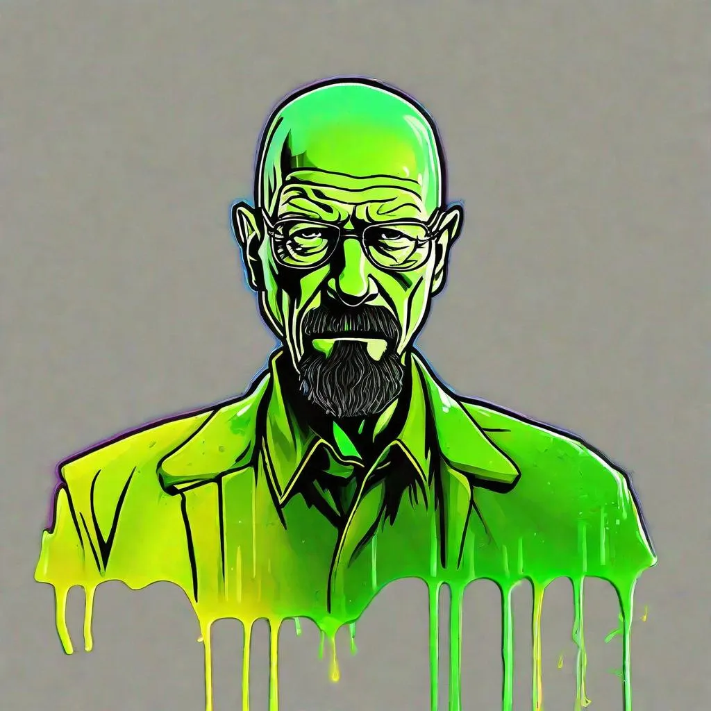 Prompt: Walter White, neon yellow and green, dripping with venom, spraying deadly poison, Poison Spray, masterpiece, best quality, in fantastic art style