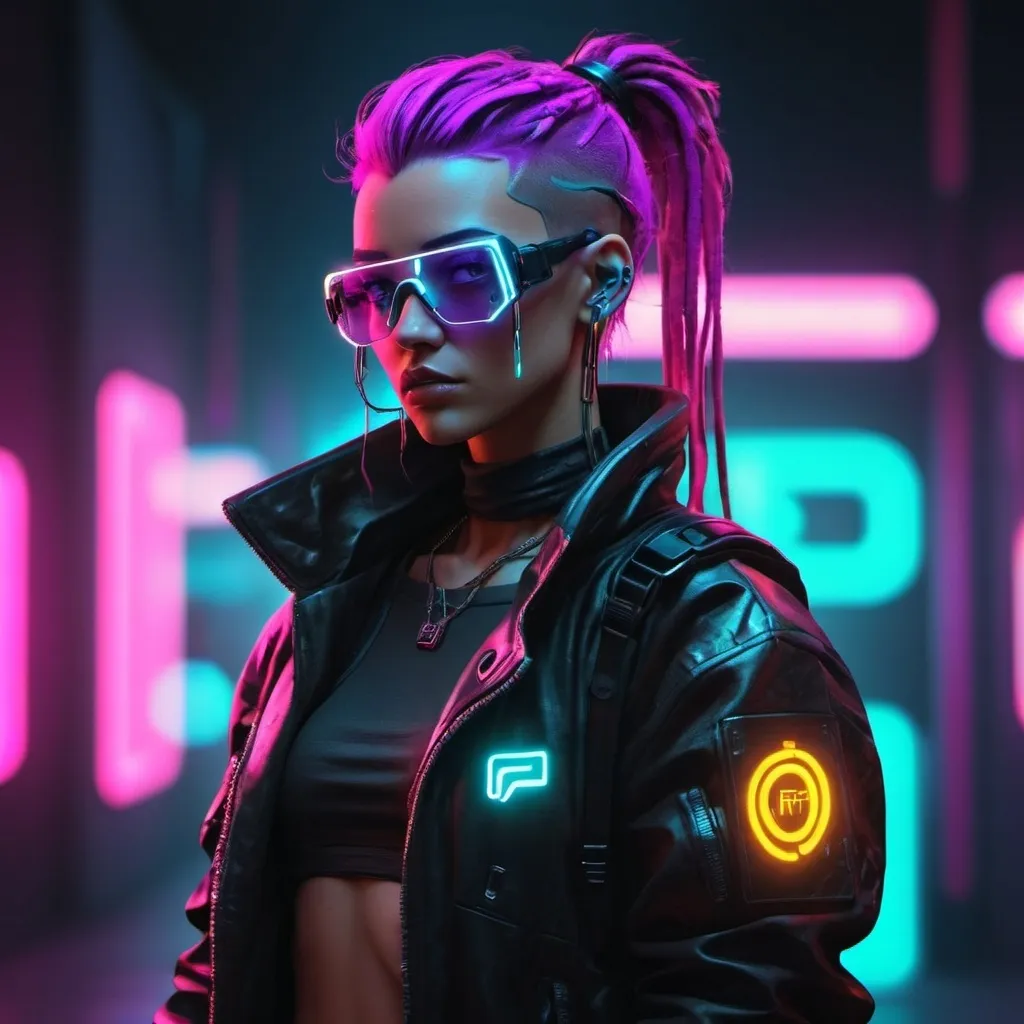 Prompt: Cyberpunk character, neon lights, NFT art style, edgy and futuristic.