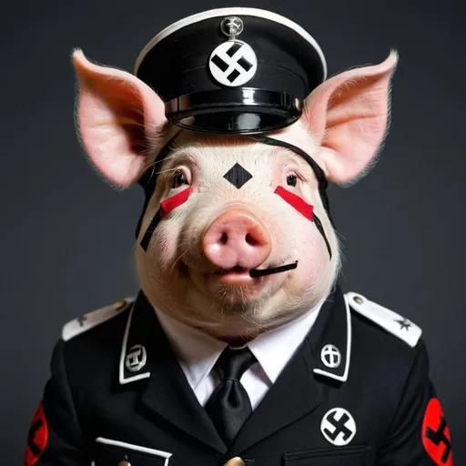 Prompt: pig wearing nazi uniform