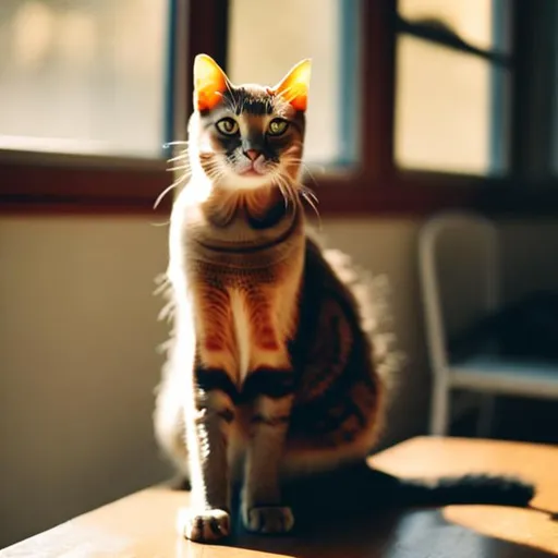 Prompt: A cat sitting on a table