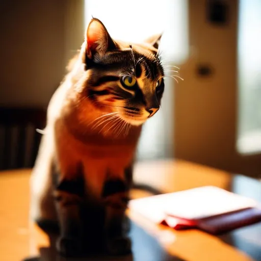 Prompt: A cat sitting on a table