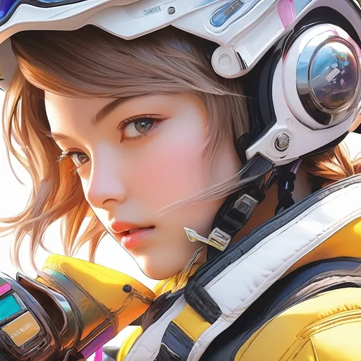 Prompt: a girl, Final Fantasy X Yuna, close up portrait, wearing Future Pilot Suit, draw in Anime illustration, warzone, eating