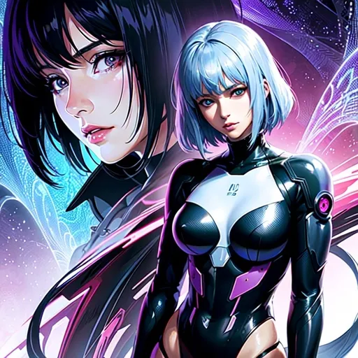 Prompt: ghost in the shell, Motoko Kusanagi, (masterpiece, top quality, best quality, official art, beautiful and aesthetic:1.2), (1girl), extreme detailed,(fractal art:1.3),colorful,highest detailed