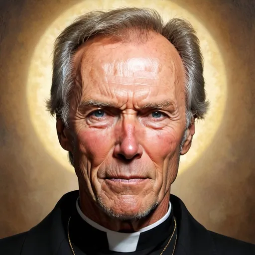 Prompt: clint eastwood in the style of a catholic saint 