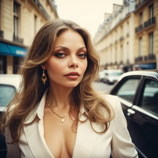 Prompt: Glamour photography of who looks like Ornella Muti in paris in the style of Guy Aroch