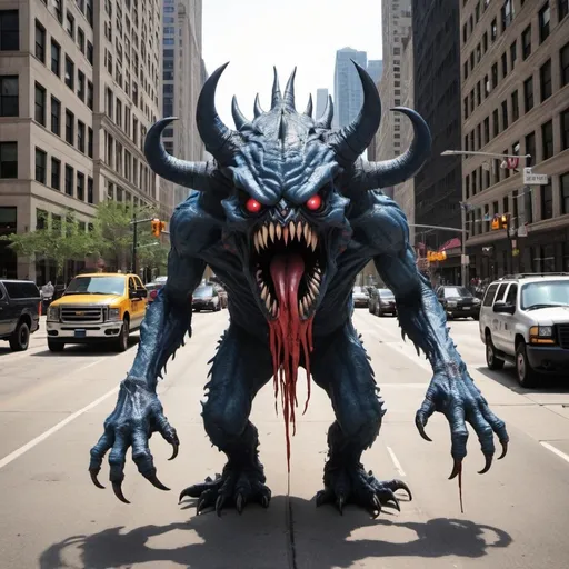 Prompt: 100's of monsters infesting the streets of Chicago