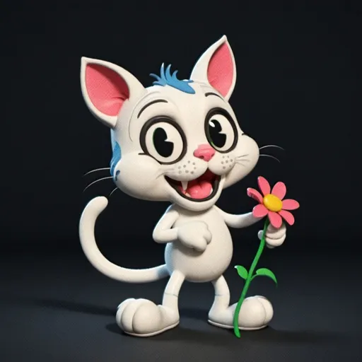 Prompt: um gato segurando uma flor