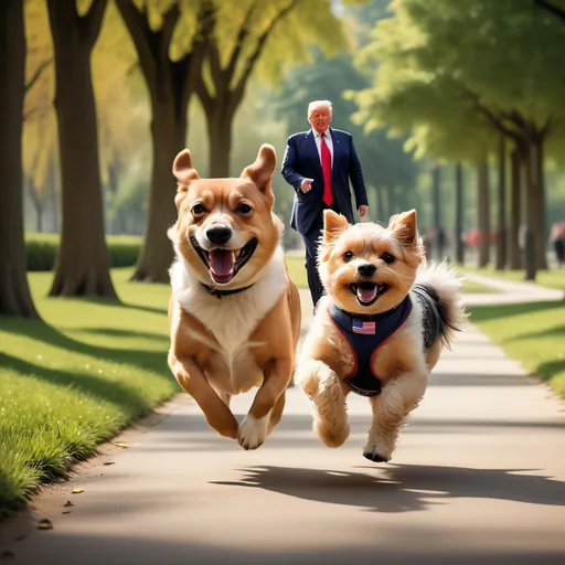 Prompt: My dog running with trump