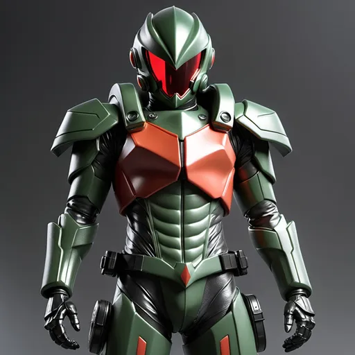 Prompt: Sci-fi Kamen rider soldier with shoulder cape in power armor 