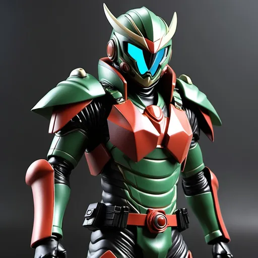 Prompt: Sci-fi Kamen rider soldier with shoulder cape in power armor 