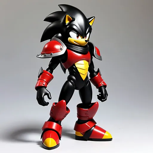 Prompt: Sci-fi Shadow the hedgehog with shoulder cape and power armor 