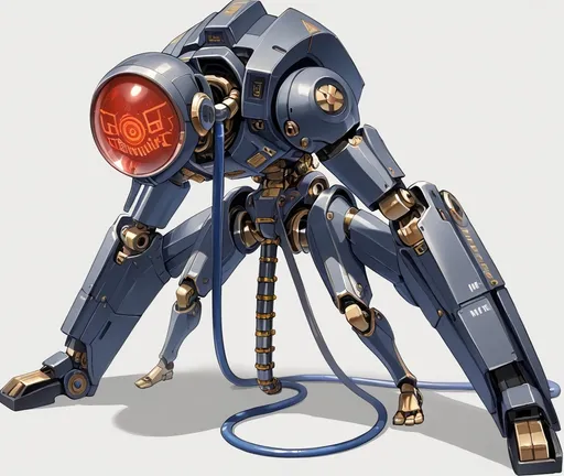Prompt: Anime-style mechanical monster named the EV Vacuum Monster. A sleek, metallic robot with a shiny chrome body, glowing blue accents, and a massive central vacuum nozzle in place of a mouth. It has glowing red eyes with an angular, aggressive design. Its arms are flexible, hose-like tubes ending in suction nozzles, and its legs are turbine-powered, allowing it to hover slightly. The monster crackles with digital static, giving off a chaotic, comedic villain vibe. Designed with a mix of menace and humor—slightly exaggerated proportions in an anime style. No background, clean white or transparent backdrop.