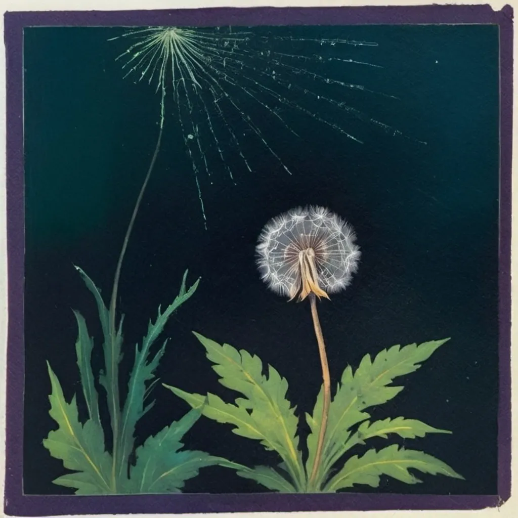 Prompt: Dandelion. Enchanted.Botanical. Medieval manuscript.