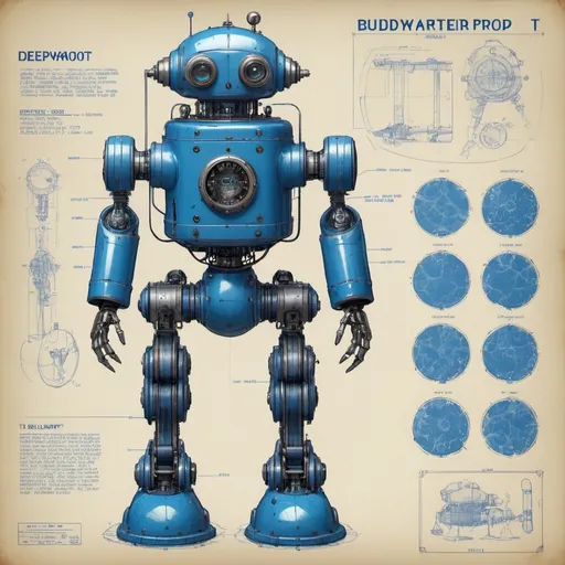 Prompt: deepwater proof/ buddy robot blueprint