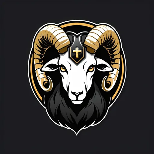 Prompt: Design an enhanced, high-quality logo for an eSports team with a Christian theme, featuring a black ram as the central mascot, symbolizing leadership, courage, and faith. The ram should have a majestic and fierce appearance, with a deep black coat, intense golden eyes, and a striking, flowing white mane that adds a sense of divine authority. Surround the ram with a circular badge, maintaining the vibrant purple background and orange outer ring. Integrate subtle Christian symbolism, such as a faint cross or a subtle halo around the ram's head, blending these elements harmoniously to reflect faith without overshadowing the central mascot. Ensure the text 'MORIAH' is displayed prominently at the top, and 'MORIAH ESPORTES' is clearly visible at the bottom, keeping the same font style and placement. Place two stars on each side of the badge, symbolizing guidance and hope. The design should be dynamic, modern, and bold, with enhanced lines, vivid colors, and a more polished, striking appearance that emphasizes both eSports energy and Christian values.