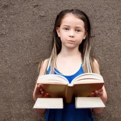 Prompt: A girl who has a book on her hand