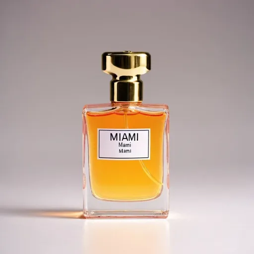 Prompt: Bottle of perfume with label name MIAMI