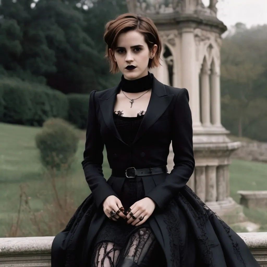 Prompt: Emma Watson Goth aesthetic 