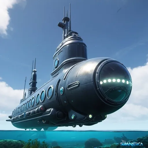 Prompt: Most insane epic futuristic subnautica submarine

