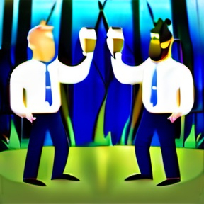 Prompt: drunk people Corporate party in the woods blue white color