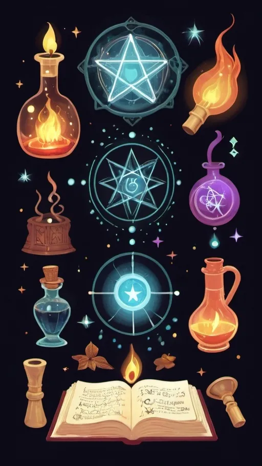 Prompt: an illustration of magic spells