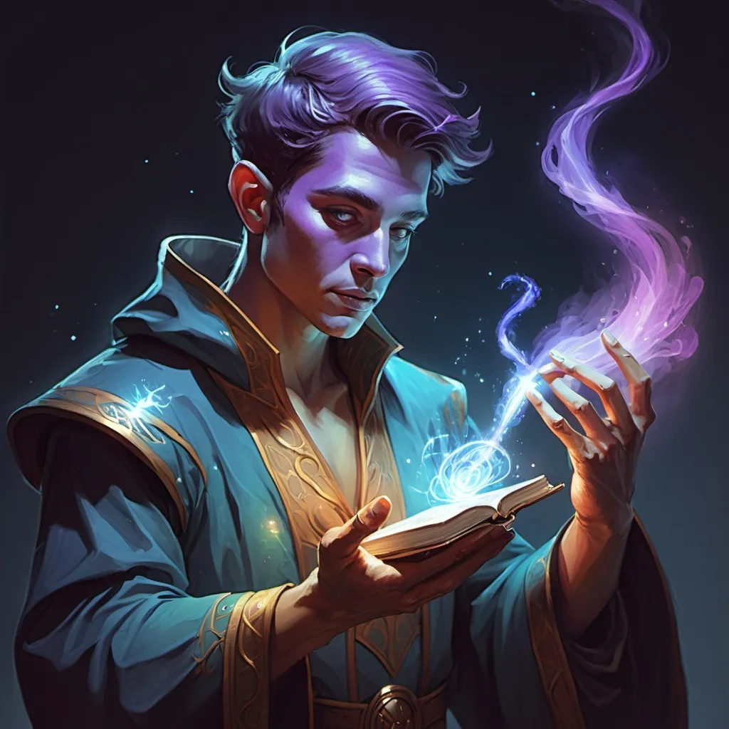 Prompt: color sketch of a fantasy person doing magic