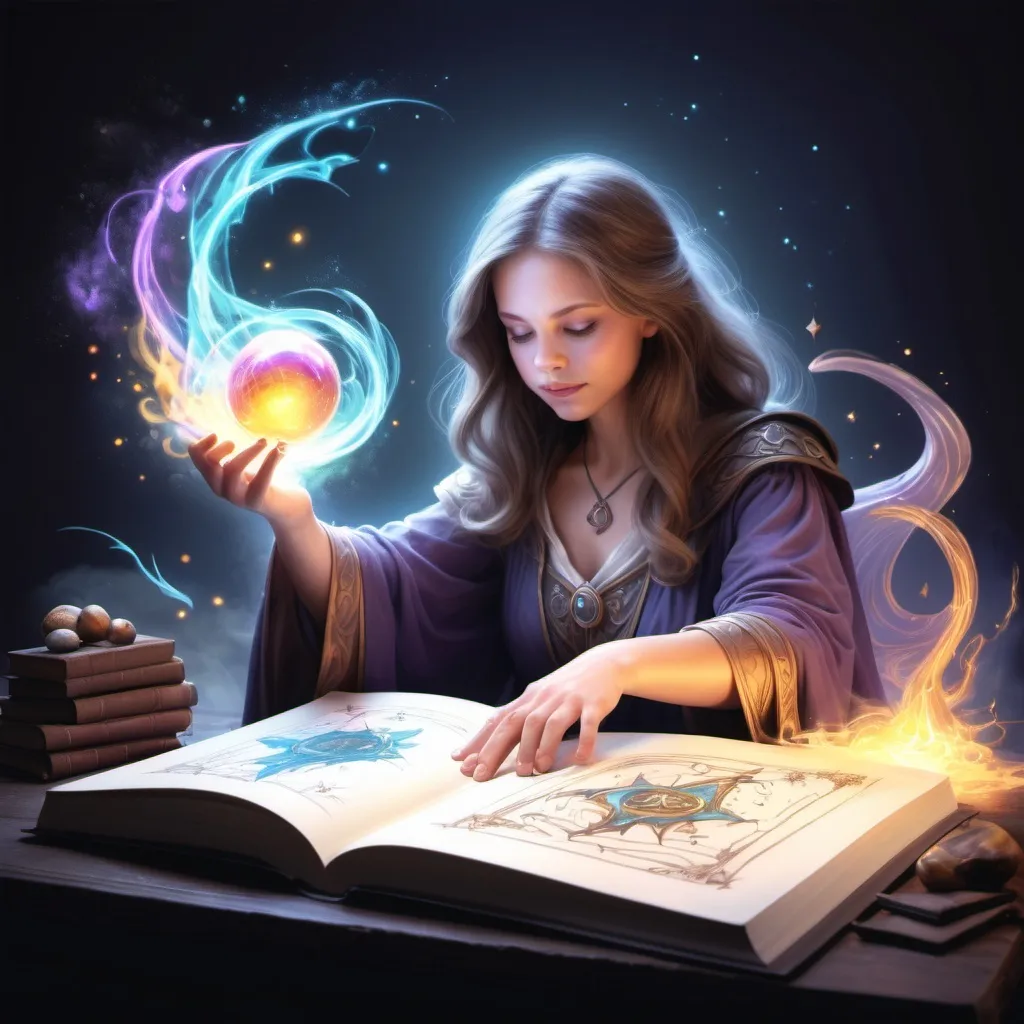 Prompt: color sketch of fantasy magic spell