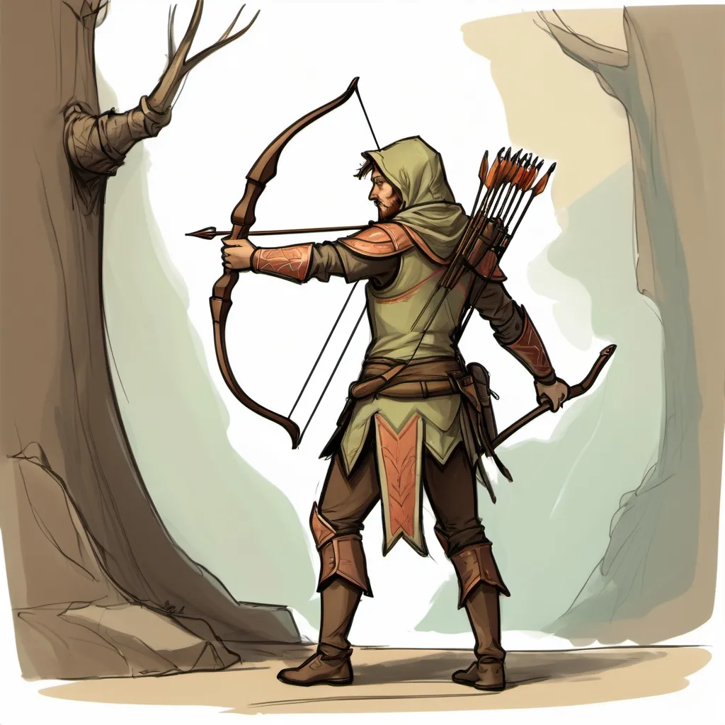 Prompt: color sketch of a fantasy archer range