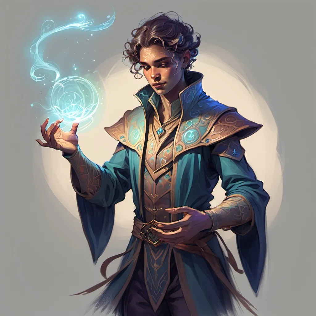 Prompt: color sketch of a fantasy person doing magic