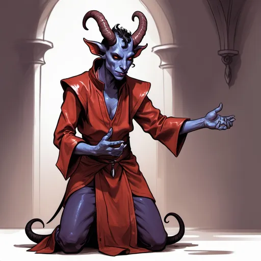 Prompt: color sketch of a tiefling bowing down to applause