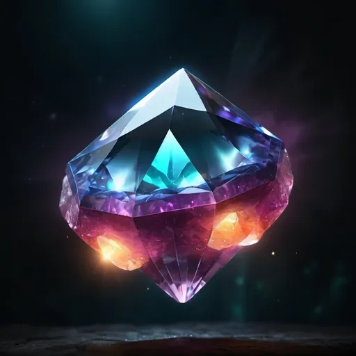 Prompt: glowing fantasy gemstone floating in the air