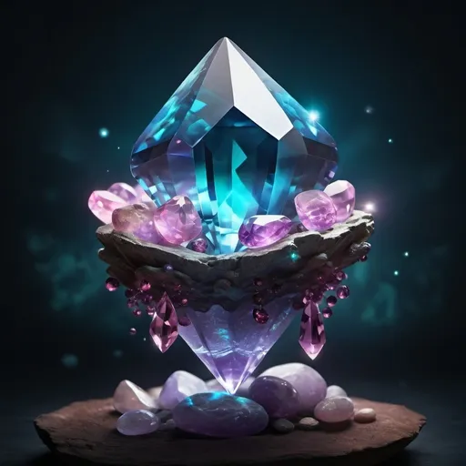 Prompt: glowing fantasy gemstone floating in the air