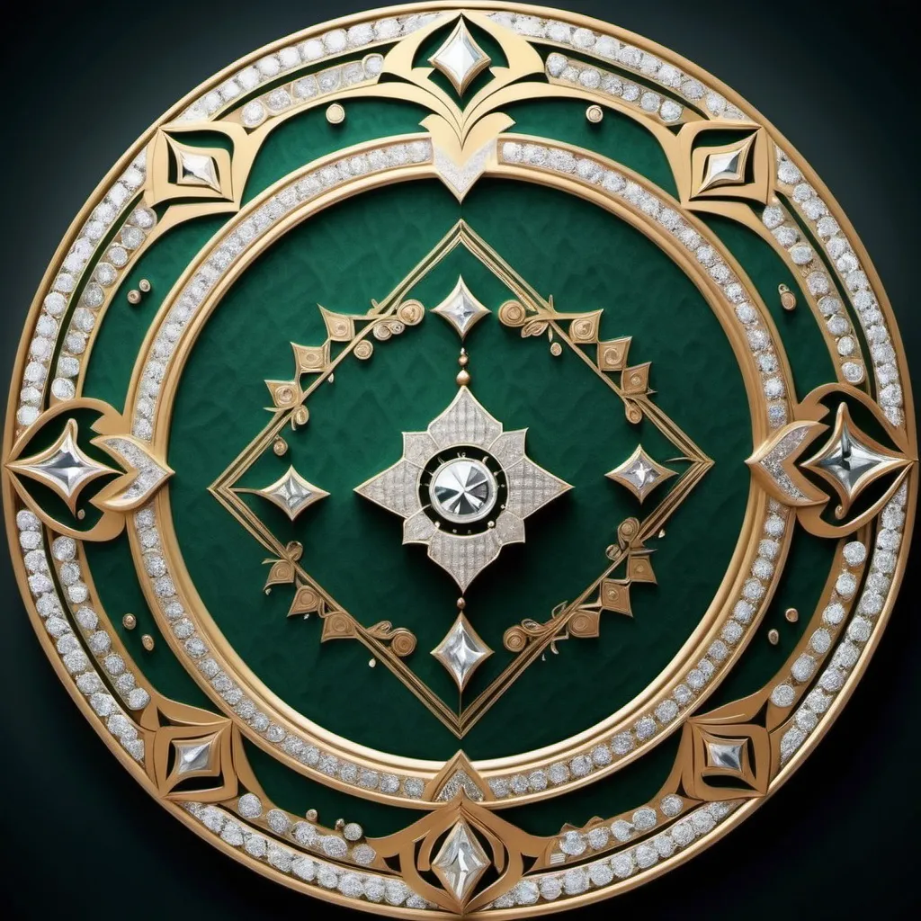 Prompt: write the text  " Syed Uzair Shah"  write it in a centre of a circular  area cover around the diamond means the interior should be diamond made.

