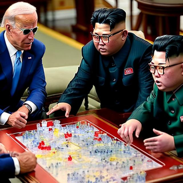 Prompt: Joe Biden playing Risk with Kim Jong Un