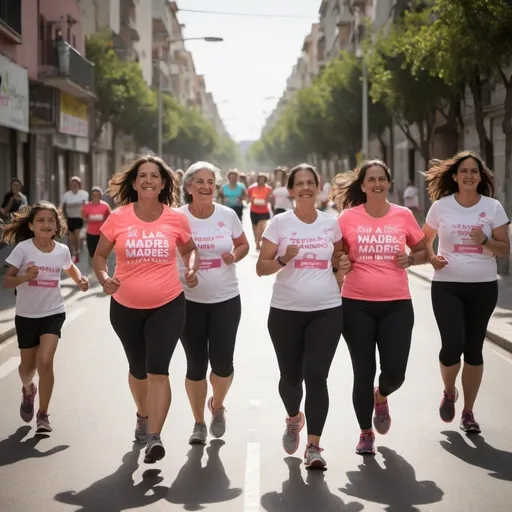 Prompt: Título: "Madres en Marcha: Alegría y Tenacidad"

Descripción:
Imagen que celebra el Día de la Madre mostrando a una madre empoderada practicando running. La escena irradia alegría y determinación mientras ella corre con energía. Su expresión refleja el orgullo y la fuerza que caracterizan a las madres. De fondo, un paisaje urbano o natural añade dinamismo y belleza.

Texto en la imagen:
"Las madres siempre vamos a tope."

Elementos clave:

Mujer corriendo con determinación.
Sonrisa radiante que refleje alegría y empoderamiento.
Paisaje urbano o natural que realce la escena.

Objetivo:
Inspirar y celebrar a todas las madres, resaltando su energía, alegría y tenacidad en la vida diaria, incluso mientras practican deportes como el running. La frase "Las madres siempre vamos a tope" refuerza el mensaje de empoderamiento y determinación.