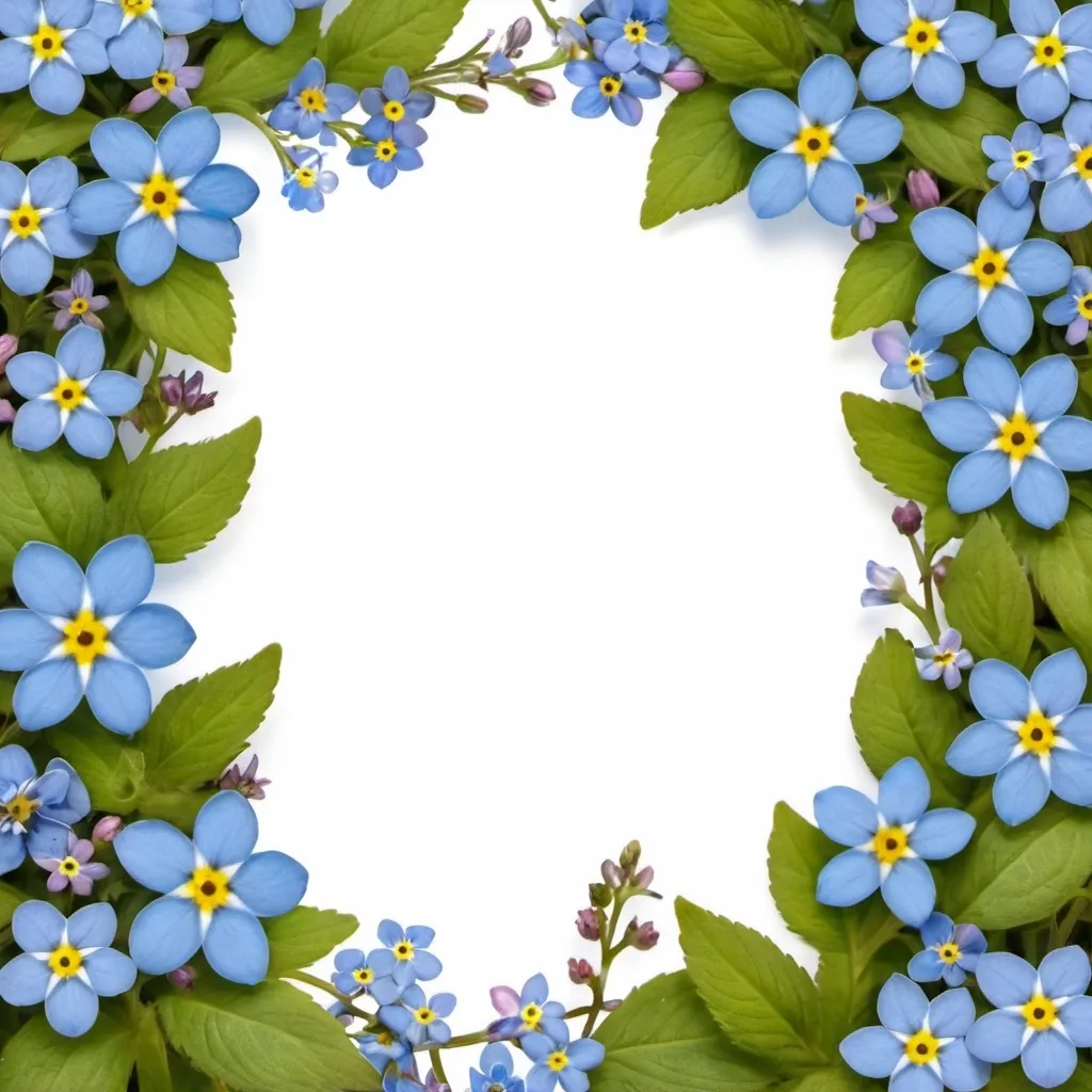 Prompt: Forget me nots as a border for a poster