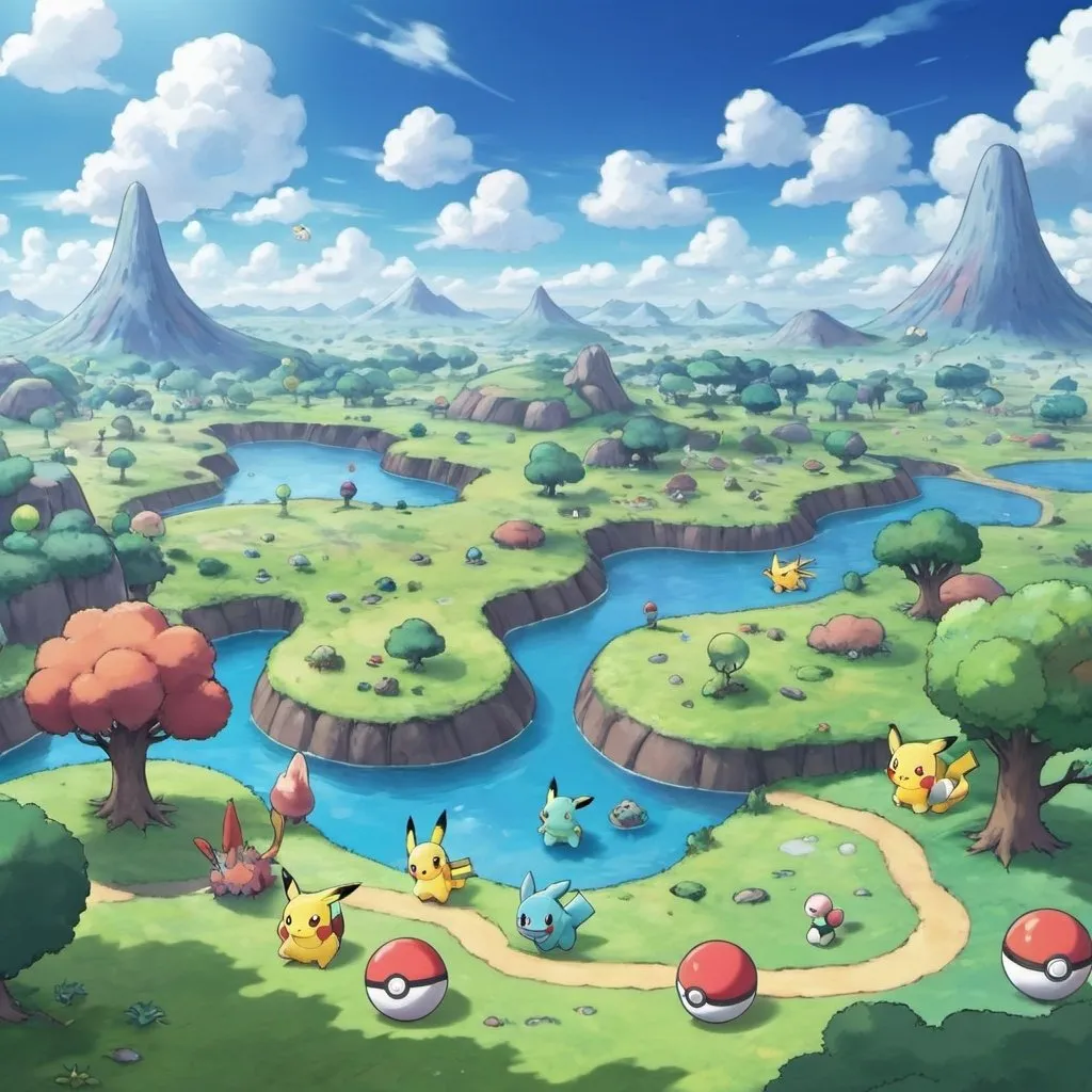 Prompt: landscape of a pokemon world

