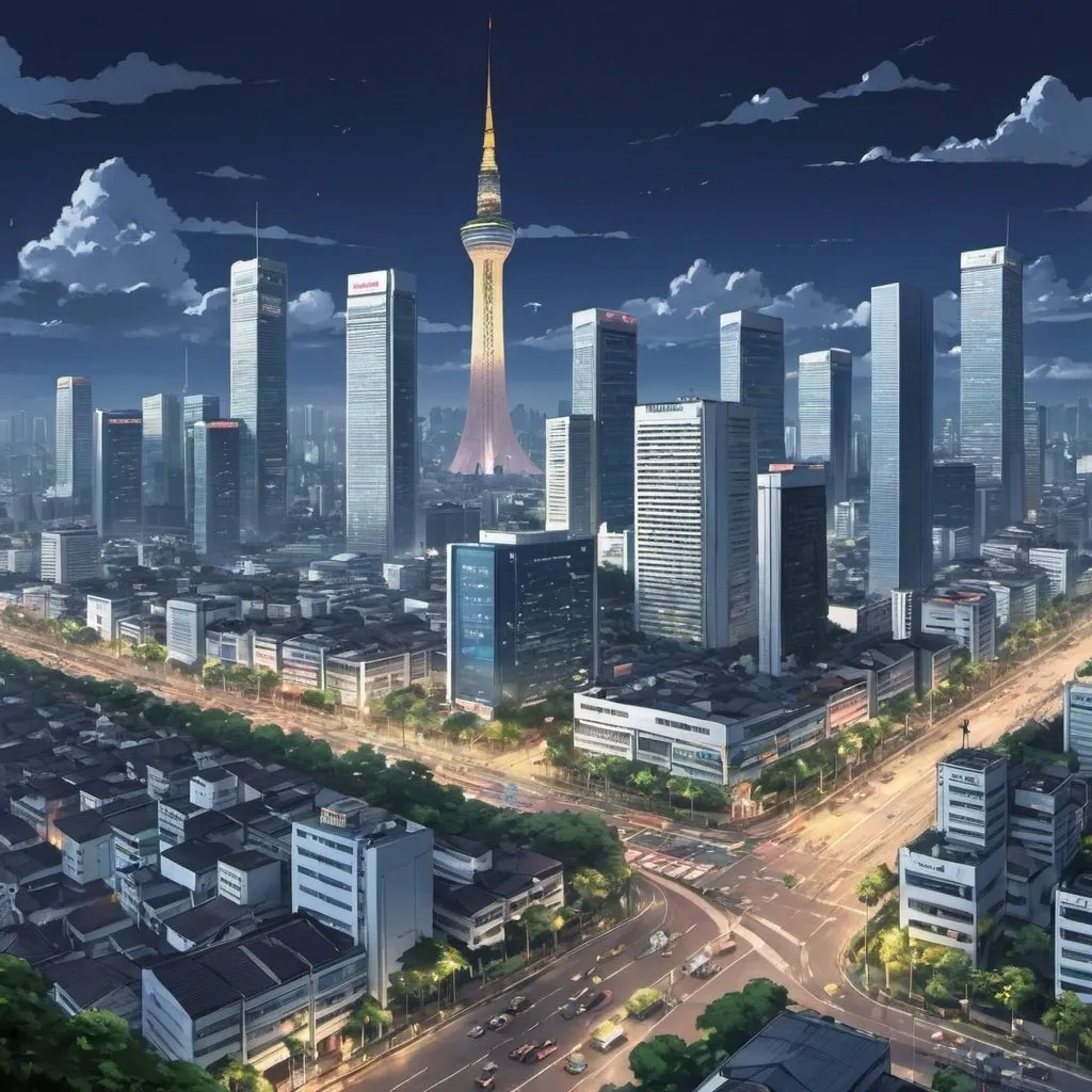 Prompt: Anime version of the city view of Jakarta