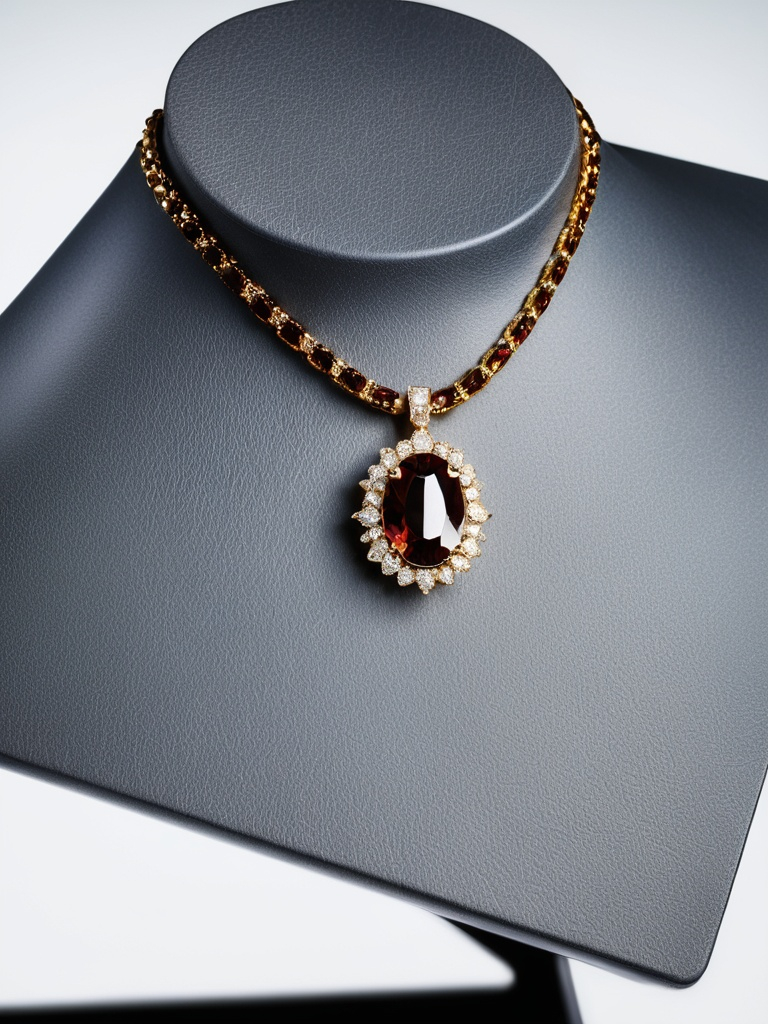 Prompt: Luxury Necklace, dark background, commercial photograph, professional, highly detailed