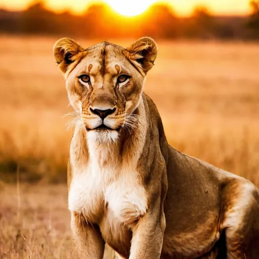 Prompt: lioness in sunset
