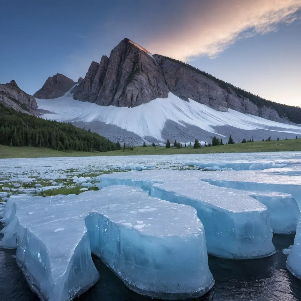 Prompt: meadow ice mountain 
