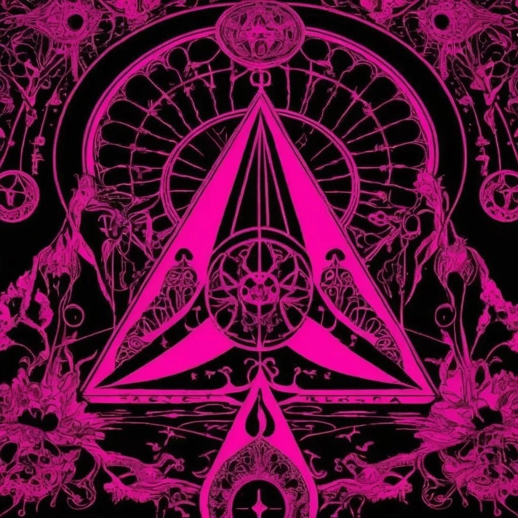 Prompt: pretty neon pink psychedelic gothic cult orchestra
