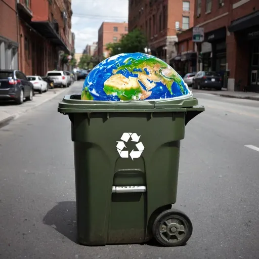 Prompt: Earth in the trash can
